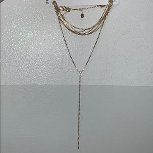 Gold Necklace Silver Rhinestone Glam Choker